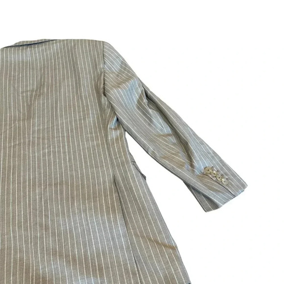 Ermenegildo Zegna Taupe White Pinstripe Blazer Jacket Suit Sport Caoat Size 54R - Picture 11 of 14